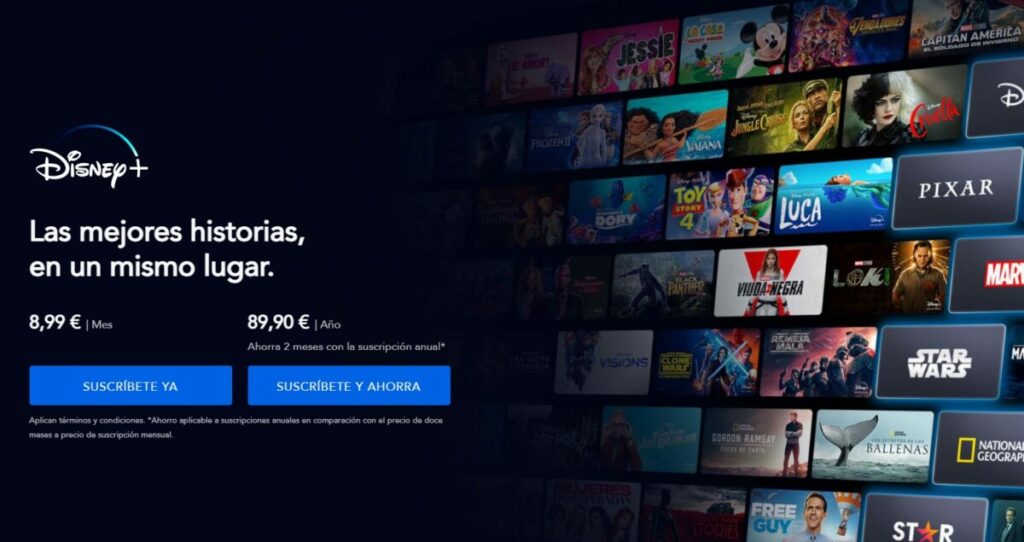 Página oficial de Disney+