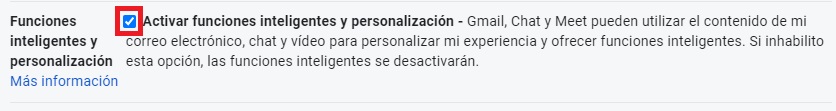 Funciones inteligentes y de personalización de Google