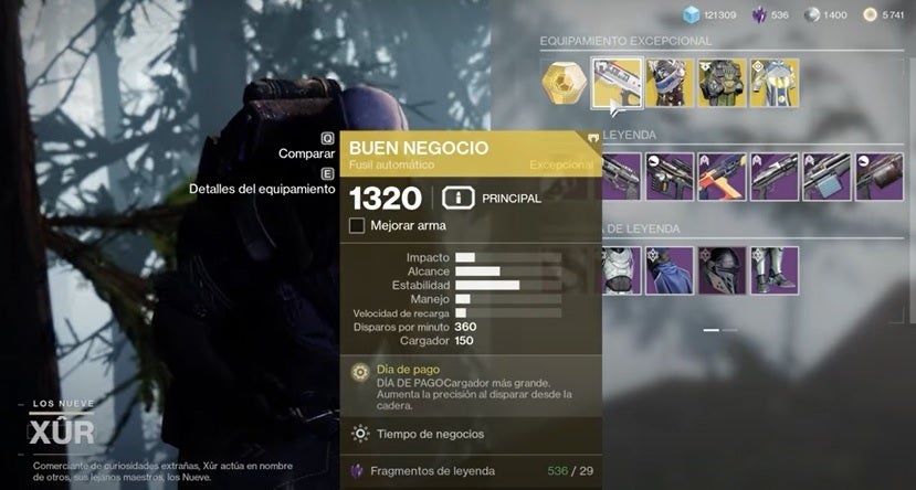Inventario de Xur el 14 de enero