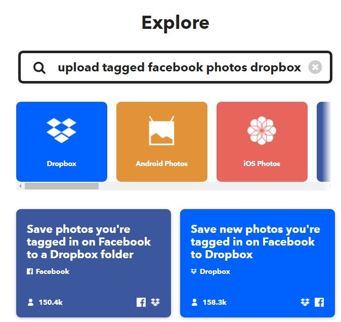 Resultados de búsqueda de IFTTT