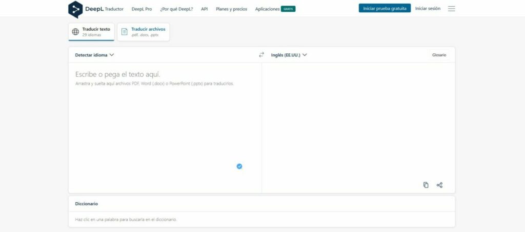 DeepL página principal