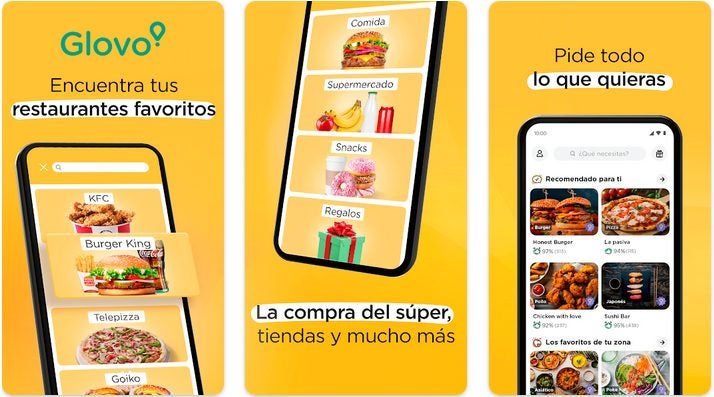Interfaz de Glovo