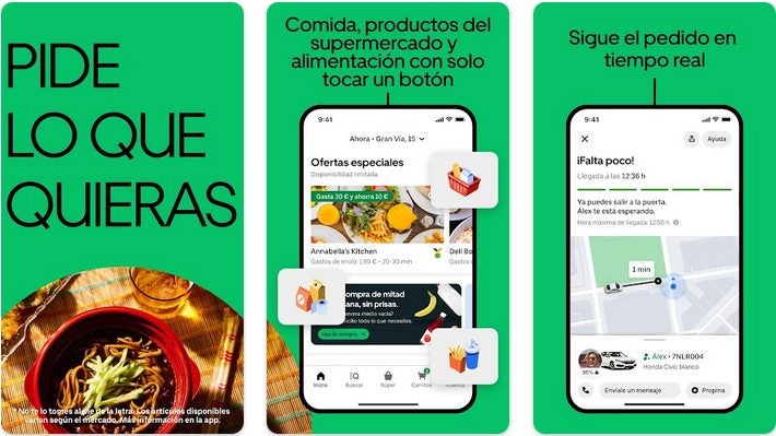 Interfaz de Uber Eats