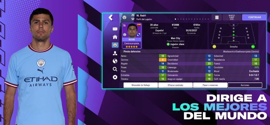 Interfaz de Football Manager 2023