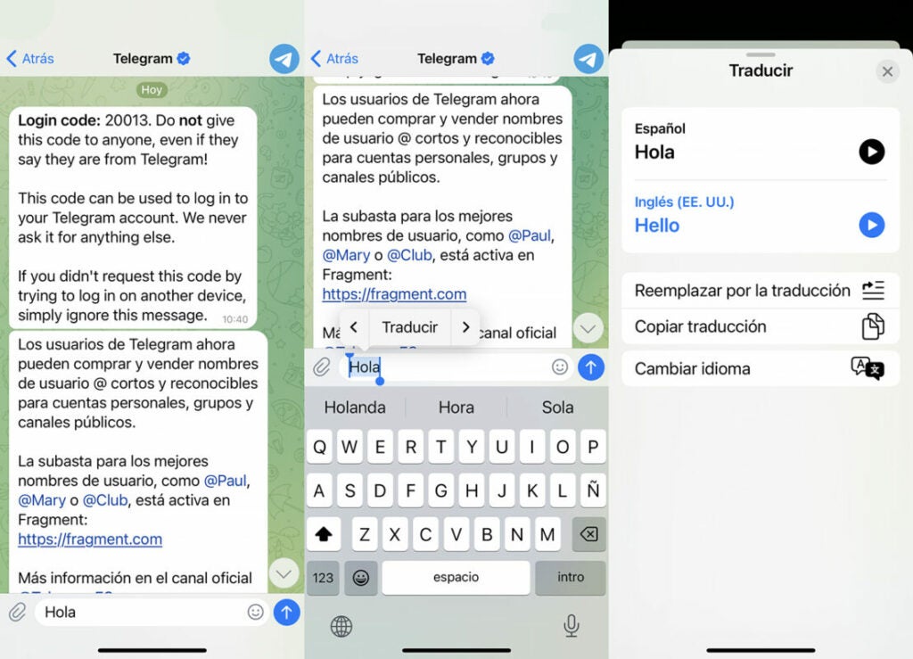 Traducir texto propio telegram