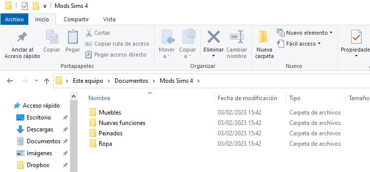Crear carpetas para los mods de the sims 4