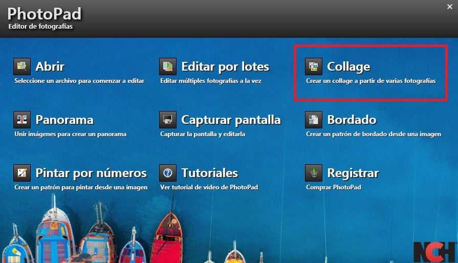 Menú de PhotoPad