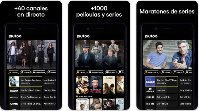 Interfaz de pluto tv