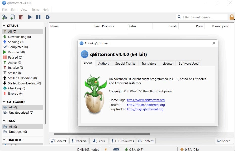 Interfaz de qBittorrent