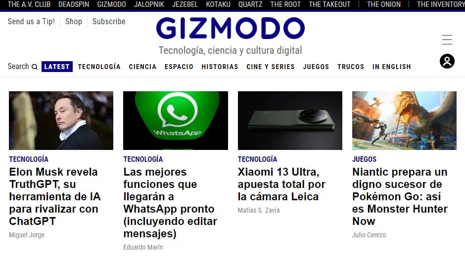 Página oficial de gizmondo