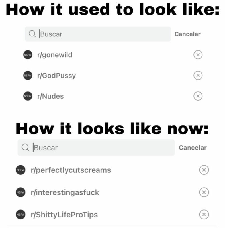 How porn was searched before on Reddit vs. cómo se busca ahora