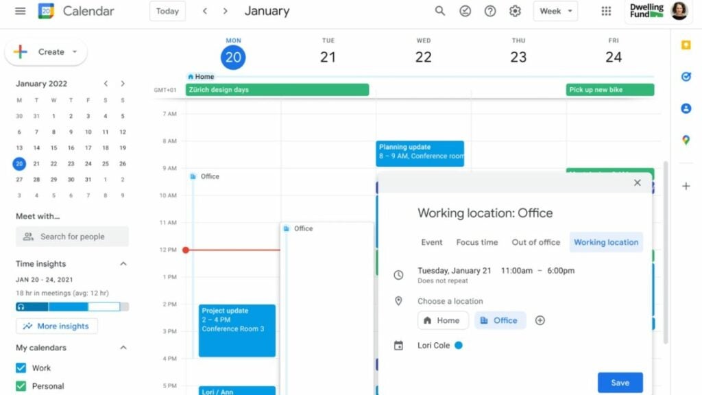 Google Calendar nueva opción de localización