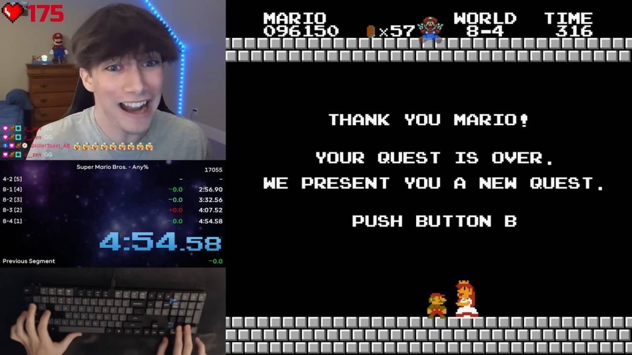Dominando el nivel 8-4: El increíble viaje de un streamer para bajar de cinco minutos en Super Mario Bros
