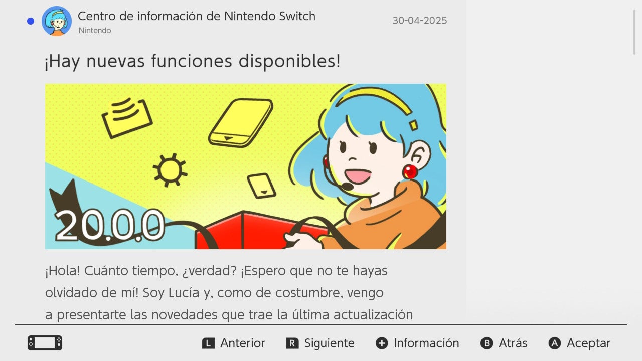 Nintendo Switch recibe una actualización antes del lanzamiento de su sucesora con cambios importantes