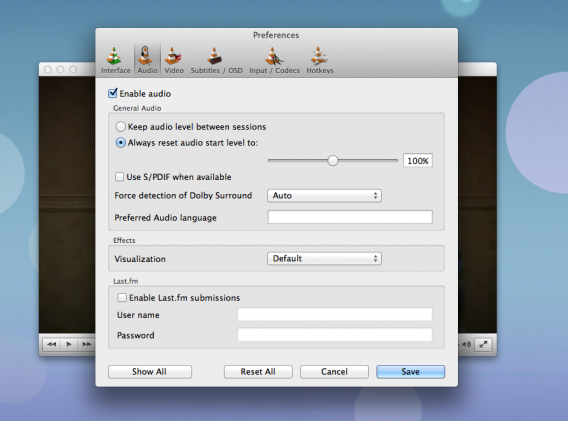 VLC preferences