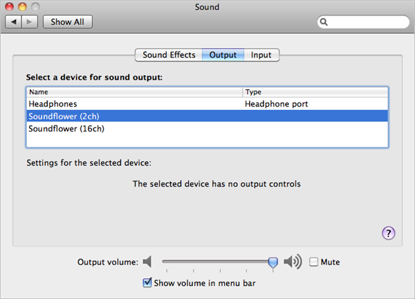 System Preferences Sound Options Soundflower