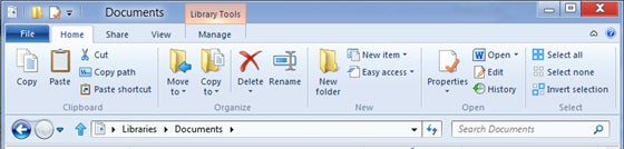 Home tab in Explorer
