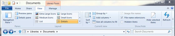 View tab in Explorer