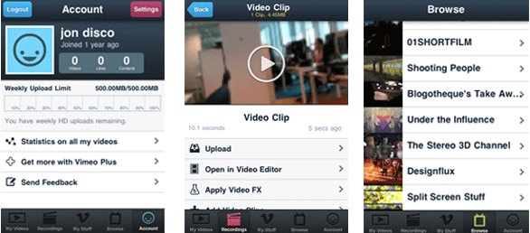 vimeo for iphone