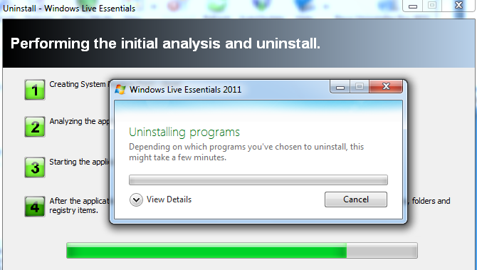 Uninstall in progress