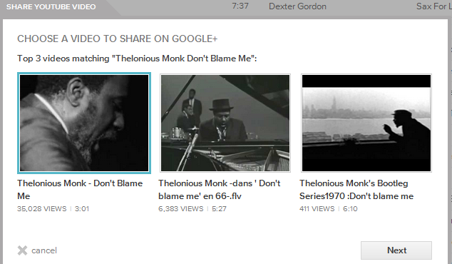 Share YouTube videos from Google Play's music site