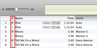 iTunes: Check off duplicates for deletion