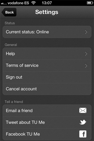 TU Me - settings