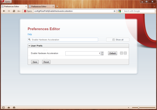 opera 12 experimental hardware acceleration