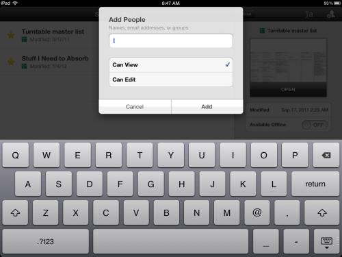 Google Drive iOS sharing permissions