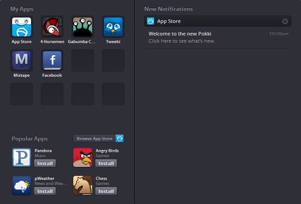 Pokki's new apps menu