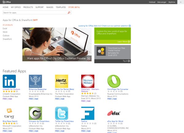 Microsoft Office Store beta Microsoft Office Store beta