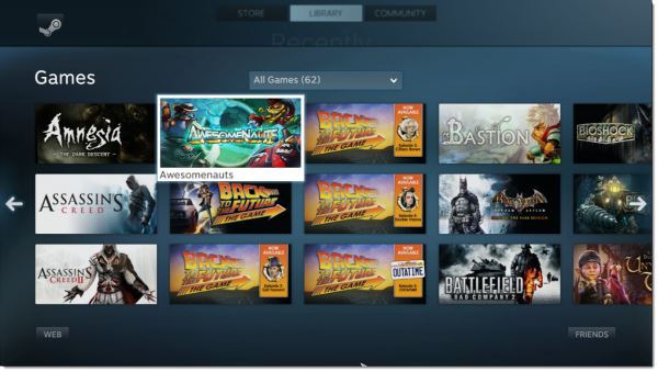 steam big picture games library
