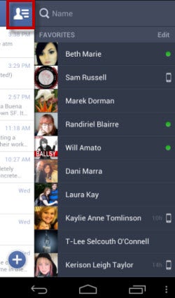 Facebook Messenger for Android's main screen Facebook Messenger for Android