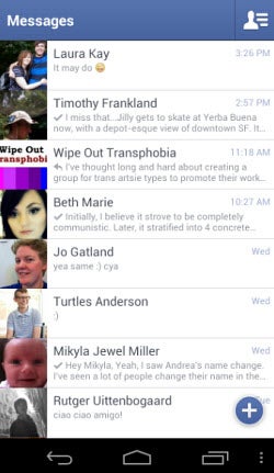 Facebook Messenger for Android's main screen Facebook Messenger for Android's main screen
