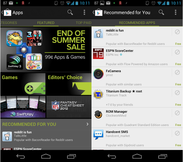 Google Play recommended for you Google Play recommended for you