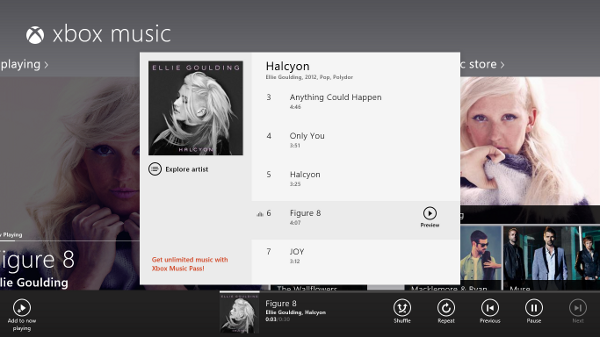 xbox music preview tracks