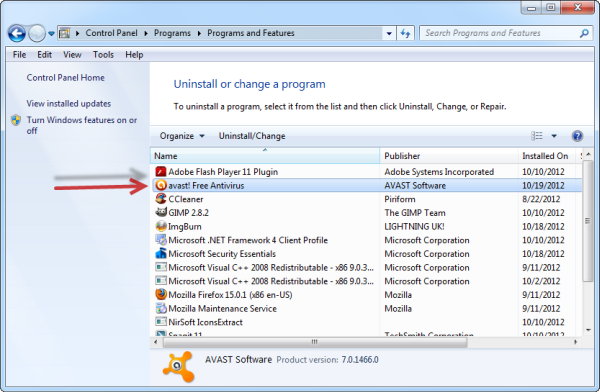 uninstall avast control panel uninstall avast control panel