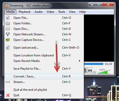 vlc convert and save