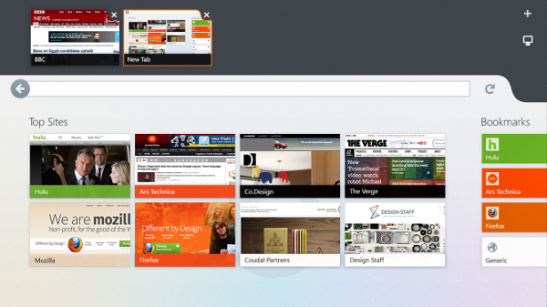 Firefox Metro Preview tabs