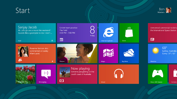 Windows 8 Home screen