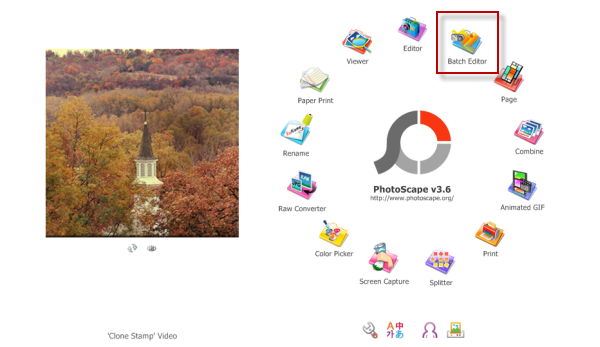 Photoscape main menu