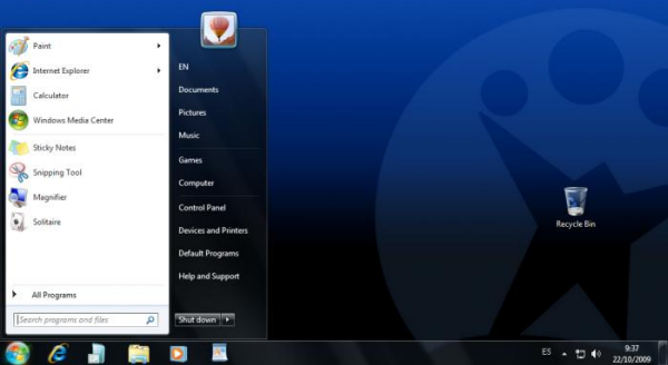 windows 7 desktop start menu