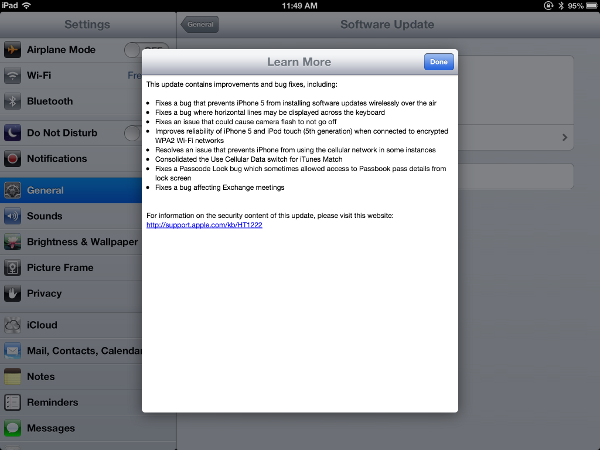 iOS 6.0.1 update iOS 6.0.1 update