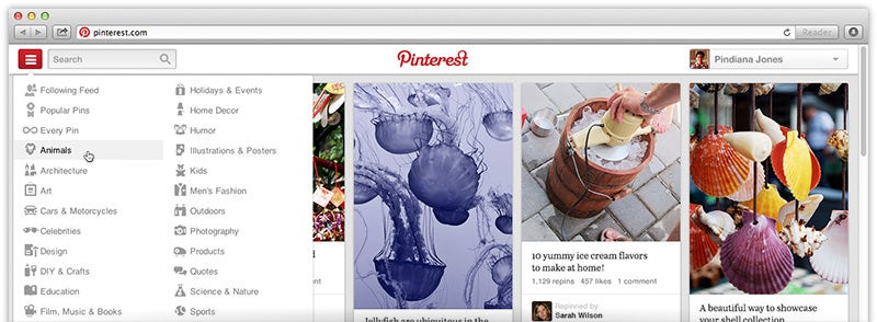 pinterest updated navigation