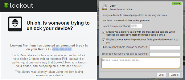 lookout lock cam and lock screen message lookout lock cam and lock screen message