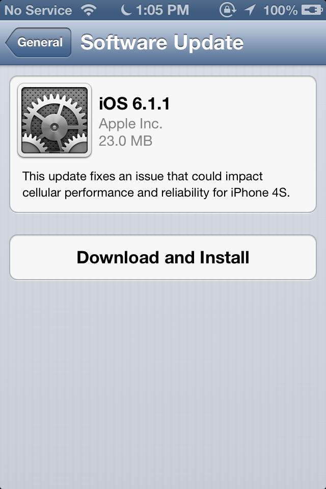 iphone 4S iOS 6.1.1 update