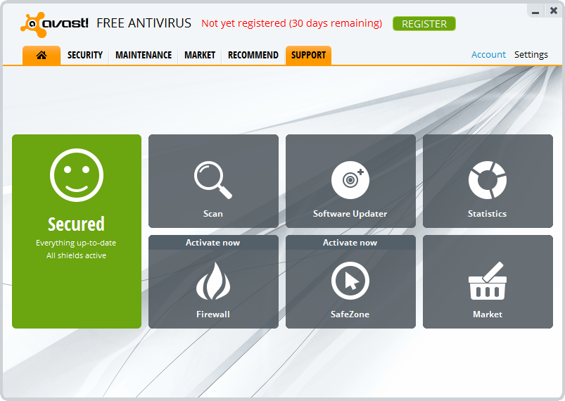 avast! 8 home tab avast! 8 home tab