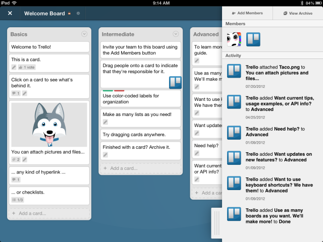trello activity feed
