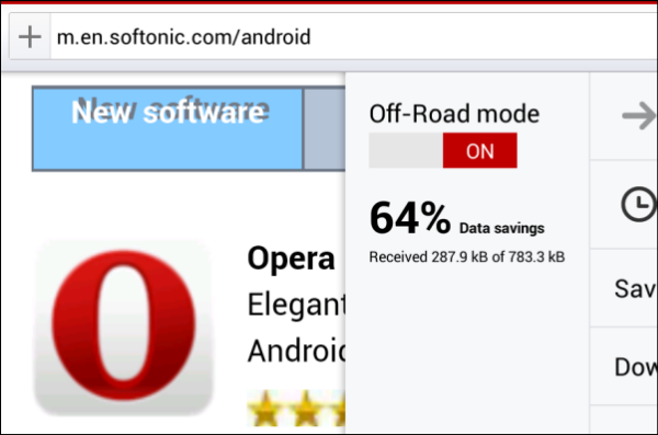 Off Road mode in Opera browser beta