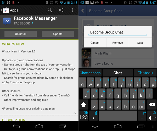 fb messenger update